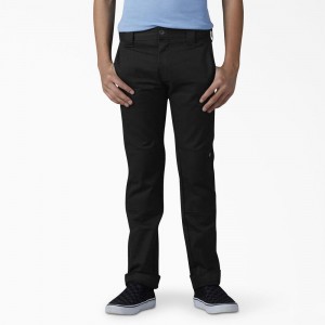 Kids' Dickies FLEX Skinny Fit Double Knee Pants Black | 905672IQU