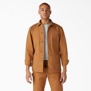 Men's Dickies 1922 Duck Chore Jacket Brown | 081254IFB