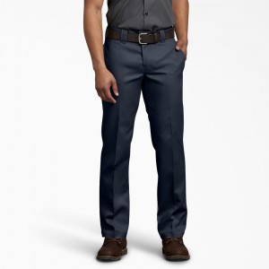 Men's Dickies 873 FLEX Slim Fit Work Pants Navy | 213057VTC