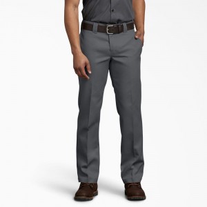 Men's Dickies 873 FLEX Slim Fit Work Pants Grey | 935486XIU