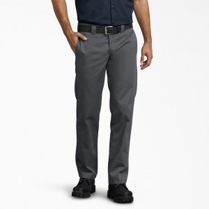 Men's Dickies 873 Slim Fit Work Pants Grey | 752936JXO