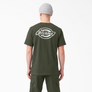 Men's Dickies Back Logo Graphic T-Shirt Green | 912067MRA