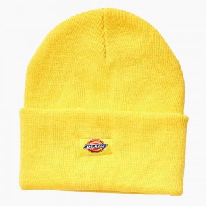 Men's Dickies Breast Cancer Awareness Cuffed Knit Beanie Yellow | 602743YGM