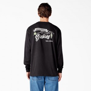 Men's Dickies Dighton Long Sleeve Graphic T-Shirt Black | 420395EXK