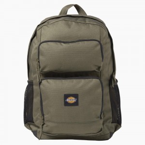 Men's Dickies Double Pocket Backpack Green | 629348PXD