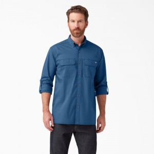 Men's Dickies DuraTech Ranger Ripstop Shirt Blue | 629458HGC