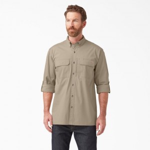 Men's Dickies DuraTech Ranger Ripstop Shirt Brown | 146832KWA