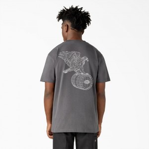 Men's Dickies Eagle Barrel Heavyweight T-Shirt Grey | 317960ITG