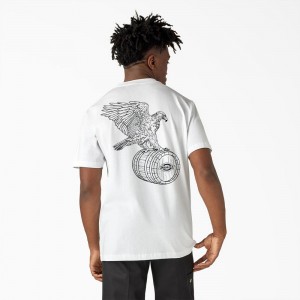 Men's Dickies Eagle Barrel Heavyweight T-Shirt White | 014395XMN