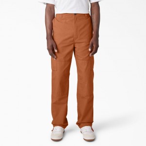 Men's Dickies Eagle Bend Relaxed Fit Double Knee Cargo Pants Orange | 943258UZY