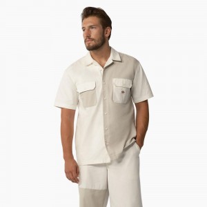 Men's Dickies Eddyville Short Sleeve Work Shirts White | 176925HDP