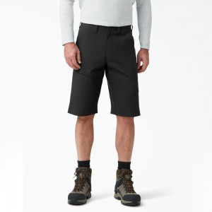 Men's Dickies FLEX Cooling Regular Fit Utility Shorts Black | 425793ABR