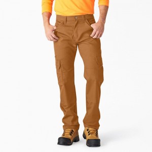 Men's Dickies FLEX DuraTech Relaxed Fit Duck Cargo Pants Brown | 154720BJI