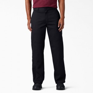 Men's Dickies FLEX Loose Fit Double Knee Work Pants Black | 098371AFY