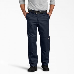 Men's Dickies FLEX Regular Fit Double Knee Work Pants Navy | 438560ZNH