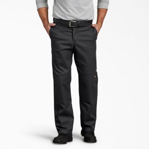 Men's Dickies FLEX Regular Fit Double Knee Work Pants Black | 176925GBQ