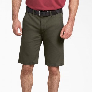 Men's Dickies FLEX Regular Fit Duck Carpenter Shorts Green | 946328ELX