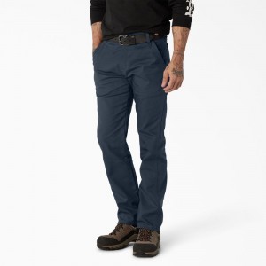 Men's Dickies FLEX Regular Fit Duck Carpenter Pants Navy | 718923HET