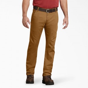 Men's Dickies FLEX Regular Fit Duck Carpenter Pants Brown | 940123HRZ