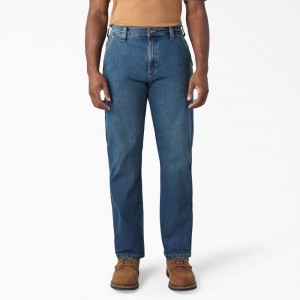 Men's Dickies FLEX Relaxed Fit Carpenter Jeans Blue | 715349FNB