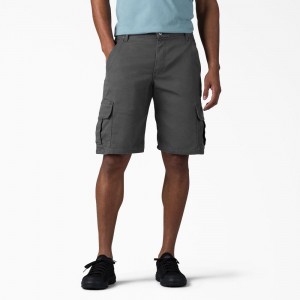 Men's Dickies FLEX Relaxed Fit Duck Cargo Shorts Grey | 671043HOS