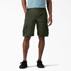 Men's Dickies FLEX Relaxed Fit Duck Cargo Shorts Green | 506438ENG