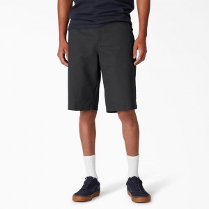 Men's Dickies FLEX Skateboarding Slim Fit Shorts Black | 140378GDE