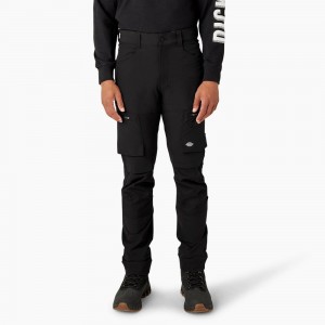 Men's Dickies FLEX Slim Fit Double Knee Tapered Pants Black | 038621PLC