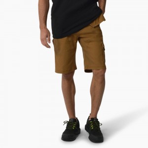 Men's Dickies FLEX Temp-iQ® 365 Regular Fit Tech Duck Shorts Brown | 391450KZR