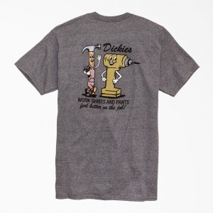 Men's Dickies Feel Better On The Job Graphic T-Shirt Grey | 372608UGN