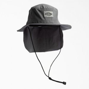 Men's Dickies Full Brim Ripstop Boonie with Neck Shade Hat Grey | 096712HJU