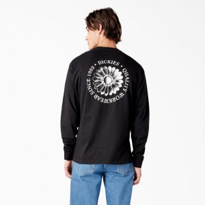 Men's Dickies Garden Plain Graphic Long Sleeve T-Shirt Black | 689135GMN