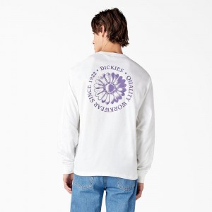 Men's Dickies Garden Plain Graphic Long Sleeve T-Shirt White | 517869XUJ