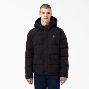 Men's Dickies Glacier View Anorak Puffer Jacket Black | 731584HKX