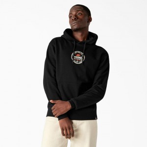 Men's Dickies Greensburg Graphic Hoodie Black | 379051BYO