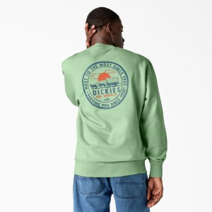 Men's Dickies Greensburg Graphic Sweatshirt Green | 974180UZP