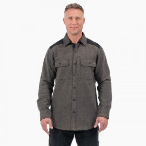 Men's Dickies Heavyweight Brawny Flannel Shirt Grey | 279301MVY