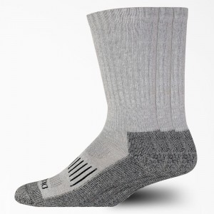 Men's Dickies Heavyweight Crew 3-Pack Socks Grey | 701594EJQ