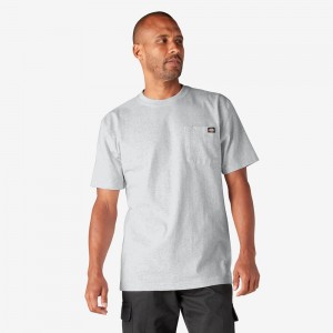 Men's Dickies Heavyweight Short Sleeve Pocket T-Shirt Grey | 396487OMB