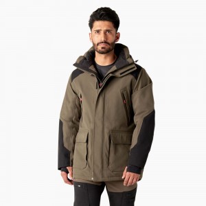 Men's Dickies Insulated Parka Jacket Brown | 670124LRZ