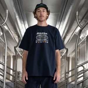 Men's Dickies Jake Hayes Graphic T-Shirt Navy | 809214YOE