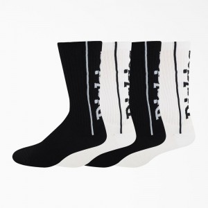 Men's Dickies Logo Print 4-Pack Socks Black | 817496KJV