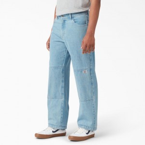 Men's Dickies Loose Fit Double Knee Jeans Blue | 857109QXN