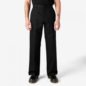 Men's Dickies Loose Fit Double Knee Work Pants Black | 854620PLA