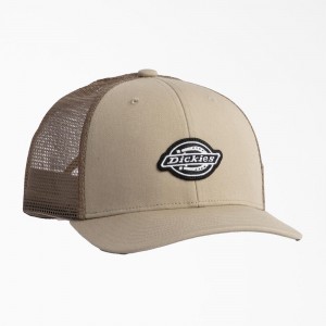 Men's Dickies Low Pro Logo Trucker Hat Khaki | 701239MVR