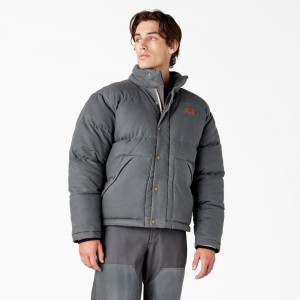 Men's Dickies Lucas Fully Waxed Puffer Jacket Grey | 289461KJL