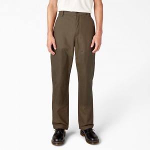 Men's Dickies Lucas Waxed Canvas Double Knee Pants Brown | 960734YXW