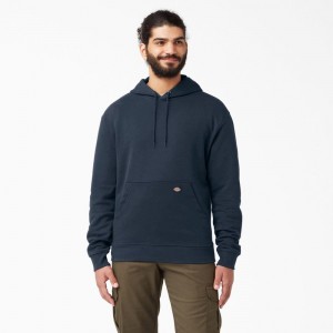 Men's Dickies Midweight Fleece Hoodie Navy | 539718JYT