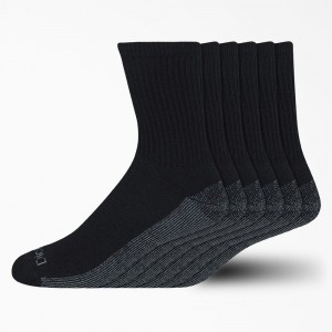 Men's Dickies Moisture Control Mid-Crew 6-Pack Socks Black | 642705BHT