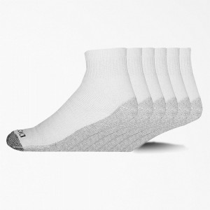 Men's Dickies Moisture Control Quarter 6-Pack Socks White | 357864DXI